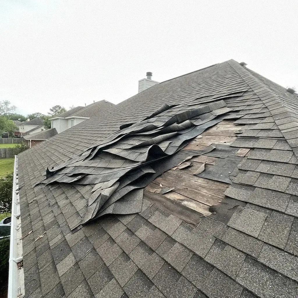 Missing and Blown-Off Shingles roof damage in Bellevue, WA